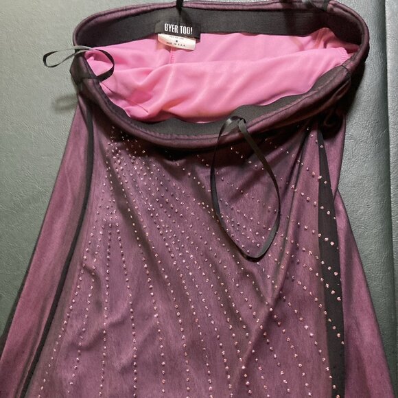 Vintage Byer Too Womens Beaded Mesh Midi Dress Size M Whimsigoth Vamp Goth Y2K - Picture 9 of 16